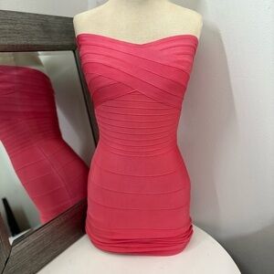 Coral Meilum Bandage dress (Herve lever) bodycon rayon dress